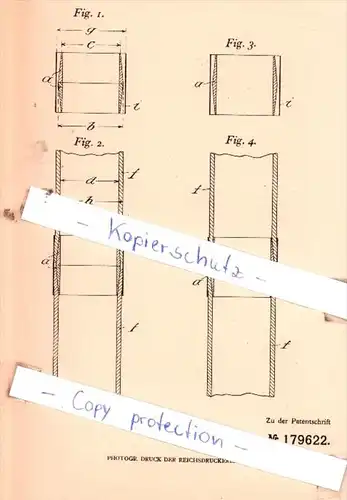 Original Patent  - L. Cahüc in Neumarkt, Oberpf. , 1905 , Verbindung für Sprengpatronenhülsen !!!