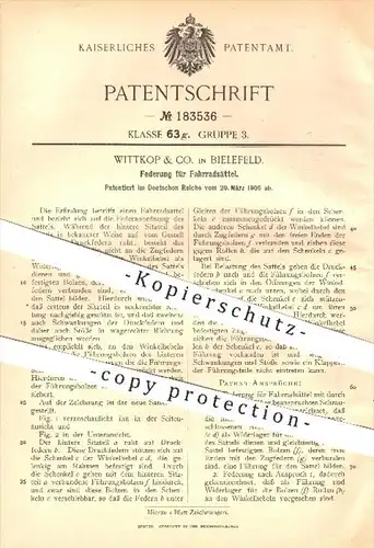 original Patent - Wittkop & Co. in Bielefeld , 1906 , Federung für Fahrradsattel , Fahrradsättel , Sattel , Fahrrad !!!
