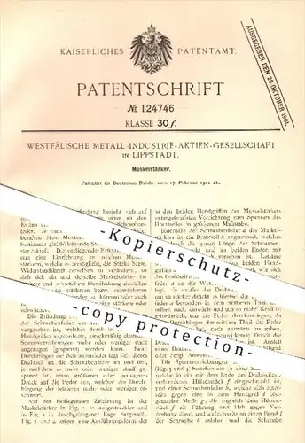 original Patent - Westfälische Metall - Industrie AG , Lippstadt , 1901 , Muskelstärker , Muskeln , Sport , Kraft !!