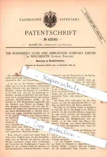 Original Patent  - The Nordenfelt Guns and Ammunition Company Limited in Westminster , 1887 , !!!