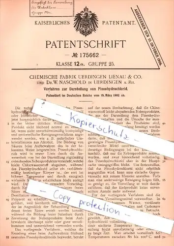Original Patent  - Chemische Fabrik Uerdingen Lienau & Co. und Dr. W. Naschold , 1902 , !!!
