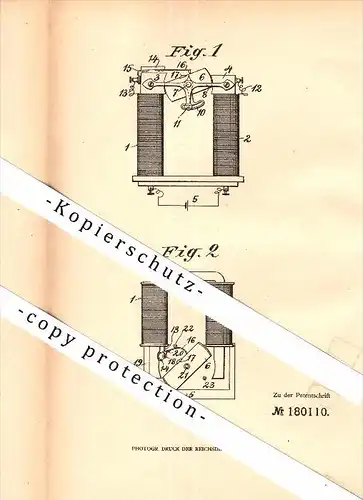 Original Patent - Ragnar Carlstedt in Kopparberg , Schweden , 1905 , Elektromagnetischer Apparat , Ljusnarsberg !!