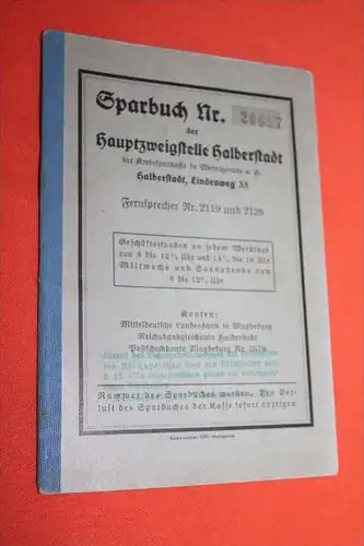 altes Sparbuch , Halberstadt , 1938-45 , Marlies Kressmann , Bialek , Wernigerode , Sparkasse , Bank , Post !!!