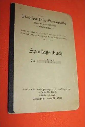 altes Sparbuch , Eberswalde , 1942-45 , Gertrud Wilde - Dihn , Sparkasse , Bank , Post !!!