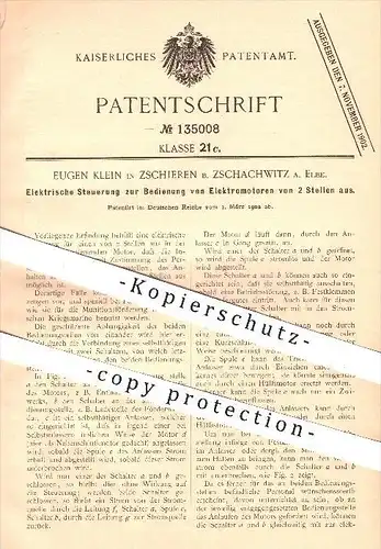 original Patent - E. Klein , Zschieren / Zschachwitz , 1902 , Steuerung zur Bedienung von Elektromotoren , Dresden