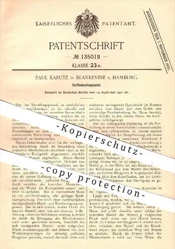 original Patent - Paul Karutz , Blankenese / Hamburg , 1901 , Seifenkochapparat , Seife , Seifen , Lauge , Laugen !!!