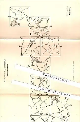 original Patent - W. Ridderstad in Stockholm , 1883 , Karten zu einem Kriegsspiel , Kartenspiel , Krieg , Spielkarten !!