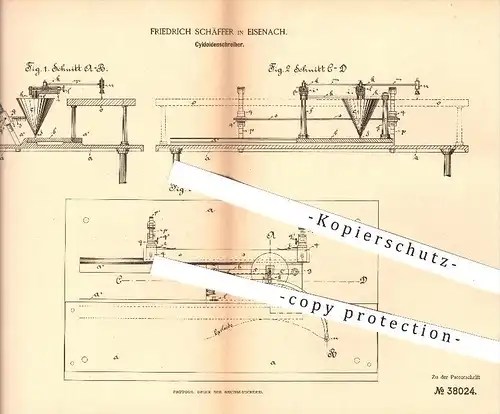 original Patent - Friedrich Schäfer in Eisenach , 1886 , Zykloidenschreiber , Zykloiden , Lineal , Prisma , Prismen !!