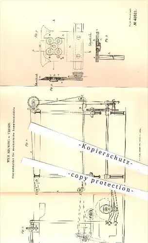 original Patent - W. Heuwing , Viersen , 1888 , Florschneider für mechanischen Samtwebstuhl , Webstuhl , Weben , Weber !