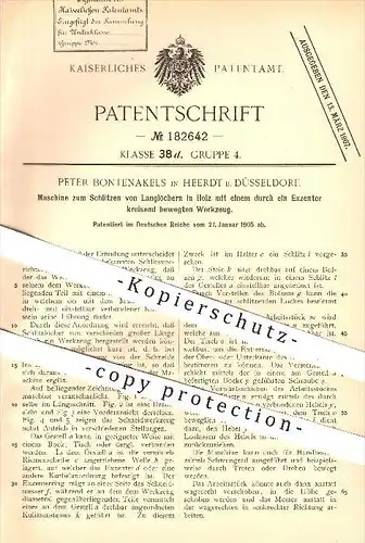 original Patent - P. Bontenakels , Heerdt / Düsseldorf 1905 , Werkzeug zum Schlitzen von Langlöchern in Holz , Tischler