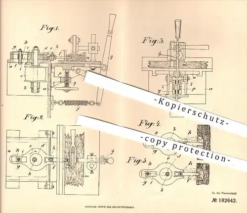 original Patent - P. Bontenakels , Heerdt / Düsseldorf 1905 , Werkzeug zum Schlitzen von Langlöchern in Holz , Tischler