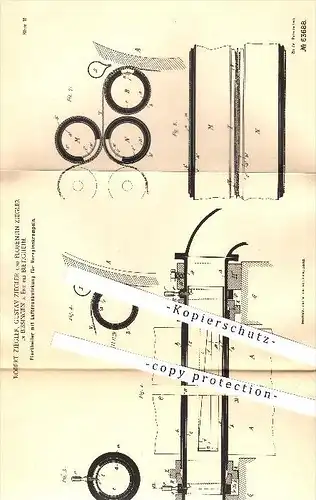 original Patent - R. & G. & F. Ziegler , Bissingen / Bietigheim , 1891 , Florteiler mit Luftdruck für Vorspinnkrempeln !