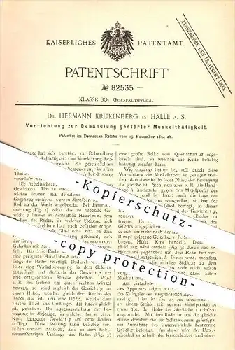 original Patent - Dr. Krukenberg , Halle / Saale , 1894 , Behandlung gestörter Muskeltätigkeit , Muskel , Medizin , Arzt