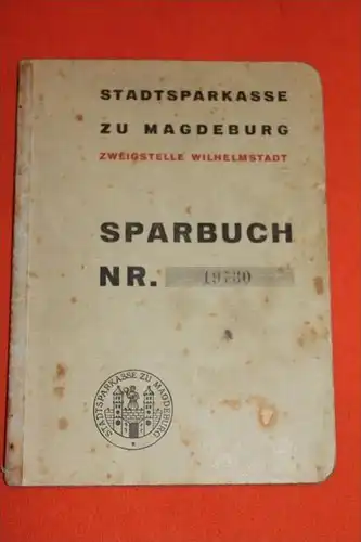 altes Sparbuch , Wilhelmstadt b. Magdeburg 1939-46 , Elisabeth Renoth / Schulz , Sparkasse , Bank , Post !!!