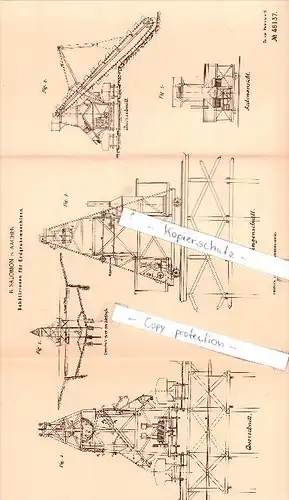 Original Patent  -  B. Salomon in Aachen , 1888 , Schüttrinnen für Erdgrabemaschinen , Strassenbau , Tiefbau !!!