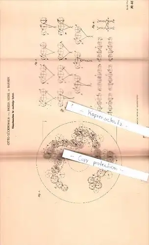 Original Patent  - Otto Lückenhaus und Friedr. Siebel in Barmen b. Wuppertal , 1888 , Klöppelmaschine !!!