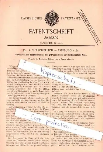 Original Patent  - Dr. A. Mitscherlich in Freiburg i. Br. , 1895 , Gerberei !!!