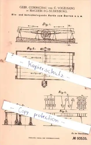 Original Patent  - Gebr. Commichau und C. Vogelsang in Magdeburg-Sudenburg , 1896 , !!!