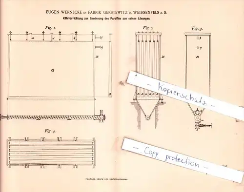 Original Patent  - Eugen Wernecke in Fabrik Gerstewitz b. Weissenfels a. S. , 1896 , !!!