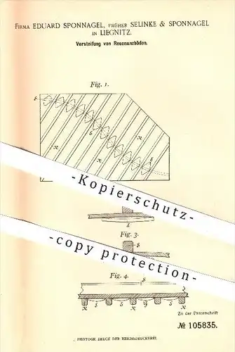 original Patent - E. Sponnagel , Selinke & Sponnagel , Liegnitz , Versteifung von Resonanzböden , Piano , Flügel , Musik