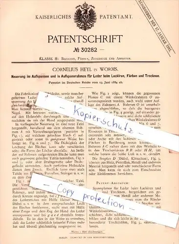 Original Patent  - Cornelius Heyl in Worms , 1884 , Bleichen, Färben, Zeugdruck und Appretur !!!