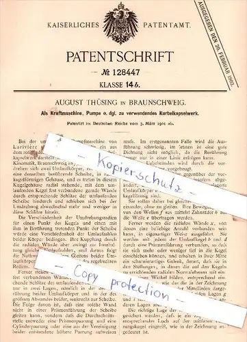 Original Patent  - August Thüsing in Braunschweig , 1901 , Kurbelkapselwerk !!!
