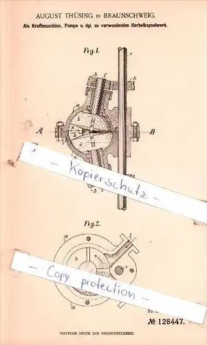 Original Patent  - August Thüsing in Braunschweig , 1901 , Kurbelkapselwerk !!!