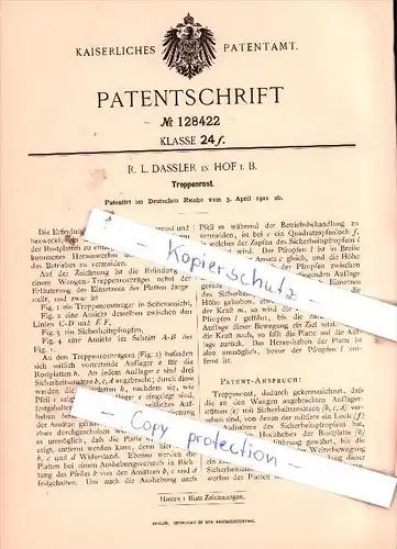 Original Patent  - R. L. Dassler in Hof i. B.  , 1901 , Treppenrost !!!