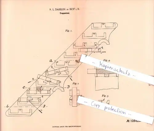 Original Patent  - R. L. Dassler in Hof i. B.  , 1901 , Treppenrost !!!