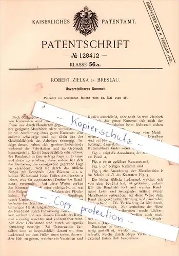 Original Patent  - Robert Zielka in Breslau , 1900 , Unverstellbares Kummet !!!