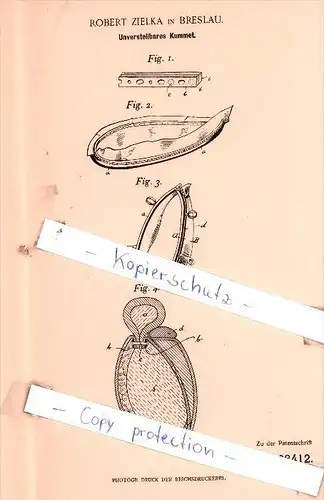 Original Patent  - Robert Zielka in Breslau , 1900 , Unverstellbares Kummet !!!