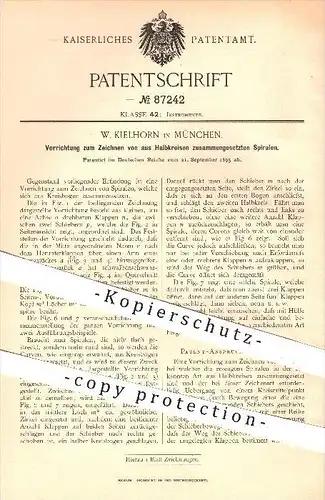 original Patent - W. Kielhorn in München , 1895 , Zeichnen von aus Halbkreisen zusammengesetzten Spiralen , Kreis !!!