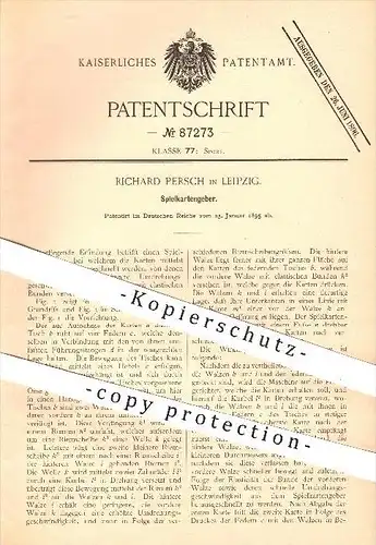 original Patent - Richard Persch in Leipzig , 1895 , Spielkartengeber , Kartenspiel , Spielkarten , Karten , Freizeit !