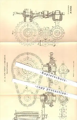 original Patent - Dr. Phil. Alw. Vietor in Osnabrück , 1888 , Fahrrad - Tretkurbel , Kurbel , Fahrräder , Fahrzeugbau !!