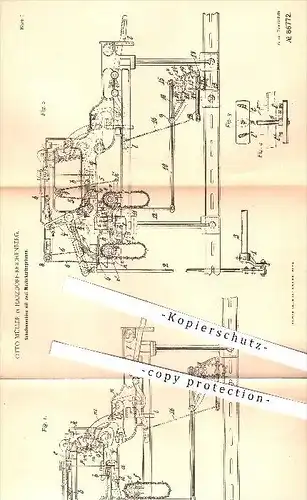 original Patent - Otto Müller in Harzdorf - Reichenberg , 1895 , Schaftmaschine mit zwei Musterkartenprismen , Weber !!