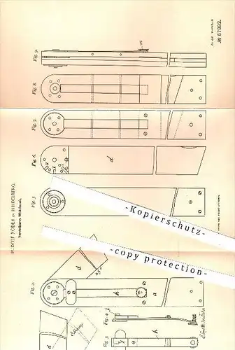 original Patent - Rudolf Röder , Heidelberg , 1892, Verstellbares Winkelmaß , Werkzeug , Schreiner , Tischler , Handwerk