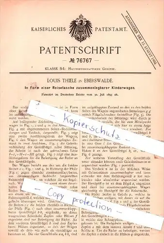 Original Patent - Louis Thiele in Eberswalde , 1893 , Hauswirthschaftliche Geräthe !!!