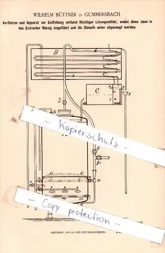Original Patent - Wilhelm Büttner in Gummersbach , 1883 , Fettindustrie !!!
