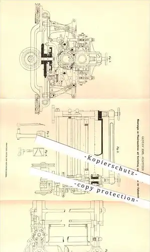 original Patent - Gustav E. Auspitzer , Wien , 1878 , Verstellen d. Faltenbreite an Plissiermaschinen , Stoffe , Plissee