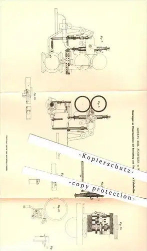 original Patent - Gustav E. Auspitzer , Wien , 1878 , Verstellen d. Faltenbreite an Plissiermaschinen , Stoffe , Plissee