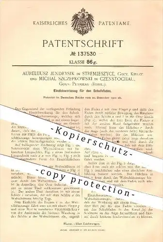 original Patent - A. Jendrysik , Stremieszyce , Kielce u. M. Szczepkowski , Czenstochau , Petrikau , Einziehwerkzeug