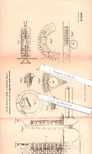 Original Patent - Anton Richard Breinl in Graslitz / Kraslice , Böhmen , 1893 , Blasinstrument , Posaune , Trompete !!!