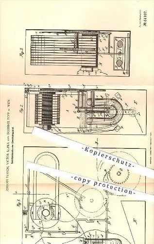 original Patent - Johann Petsch , Victor Kupka , Dominik Popp , Wien , 1891 , Selbsteinkassierender Elektrisierapparat !