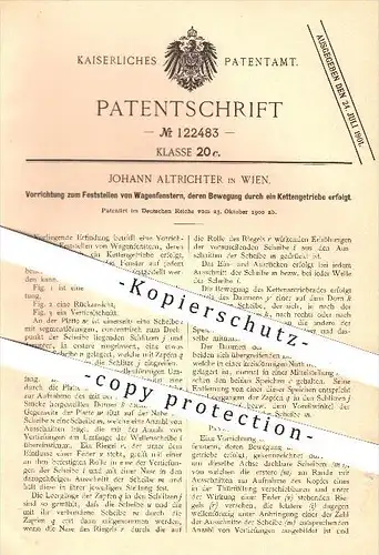 original Patent - Johann Altrichter in Wien , 1900 , Feststellen vom Wagenfenster , Wagenbau , Fenster , Fahrzeugbau !!!