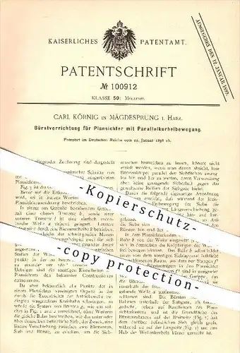 original Patent - Carl Körnig , Mägdesprung , Harz , 1898 , Bürstvorrichtung für Plansichter , Mühle , Müllerei , Müller