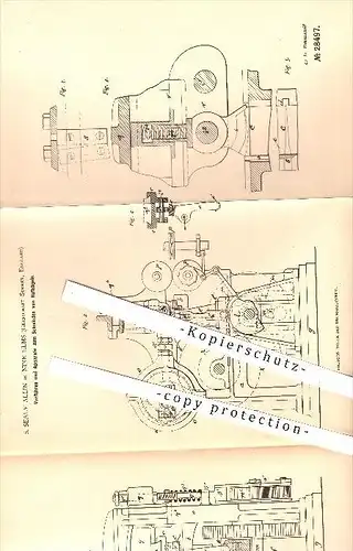 original Patent - S. Sealy Allin in Nine Elms , Grafschaft Surrey , England , 1884 , Schmieden von Hufnägeln , Schmied !