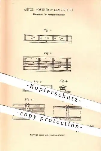 original Patent - Anton Köstner in Klagenfurt , 1902 , Blechsaum für Holzzementdächer , Blech , Dach , Dachdecker !!!