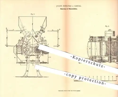 original Patent - Julius Morgner in Leipzig , 1880 , Walzenstuhl , Walzenstühle , Mühle , Mühle , Mahlgut , Müller !!!