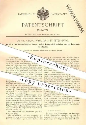 original Patent - Dr. Phil. Georg Wischin , St. Petersburg , 1890 , Verdampfung von Laugen , Lauge , Mangannitrat !!!