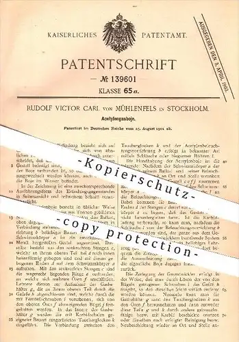 original Patent -  Rudolf V. Carl von Mühlenfels , Stockholm , 1901 , Acetylengasboje , Gasboje , Gas , Boje , Acetylen